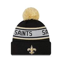 Bonnet en tricot à revers New Orleans Saints Repeat pour enfant préscolaire New Era noir avec pompon