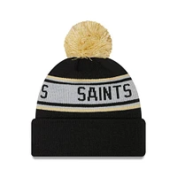 Bonnet en tricot à revers New Orleans Saints Repeat pour enfant préscolaire New Era noir avec pompon