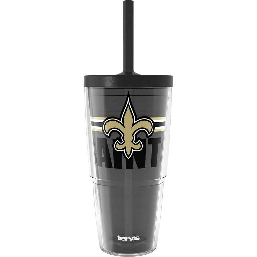 Gobelet classique Tervis New Orleans Saints de 24 oz avec couvercle à paille Go the Distance