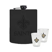 The Memory Company New Orleans Saints Three-Pack 8oz. Leather Flask & 2oz. Shot Glass Set