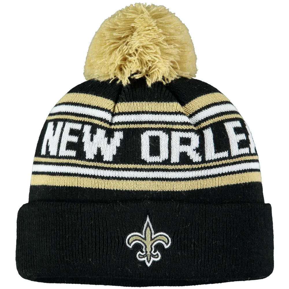 Bonnet en tricot noir à revers en jacquard New Orleans Saints pour tout-petit avec pompon