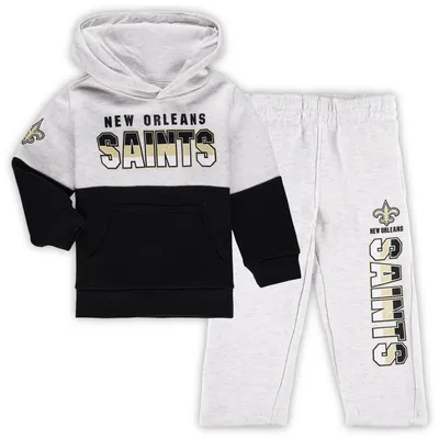 New Orleans Saints Toddler Playmaker Hoodie and Pants Set - Heather Gray/Black