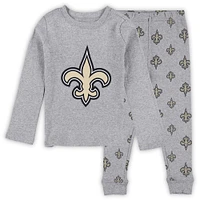 Toddler Heather Gray New Orleans Saints Long Sleeve T-Shirt and Pants Sleep Set