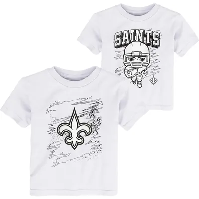 Ensemble de deux t-shirts blancs pour tout-petits New Orleans Saints à colorier