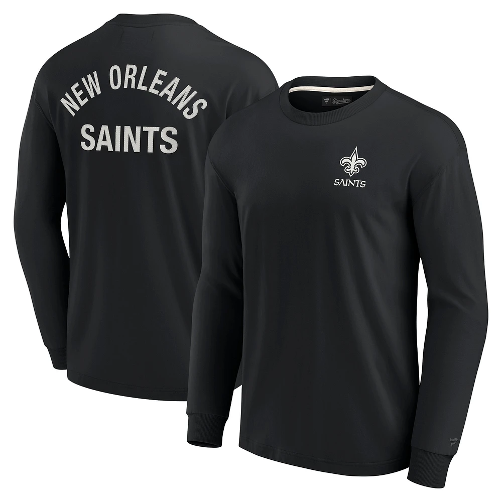 T-shirt unisexe Fanatics noir New Orleans Saints Elements super doux à manches longues