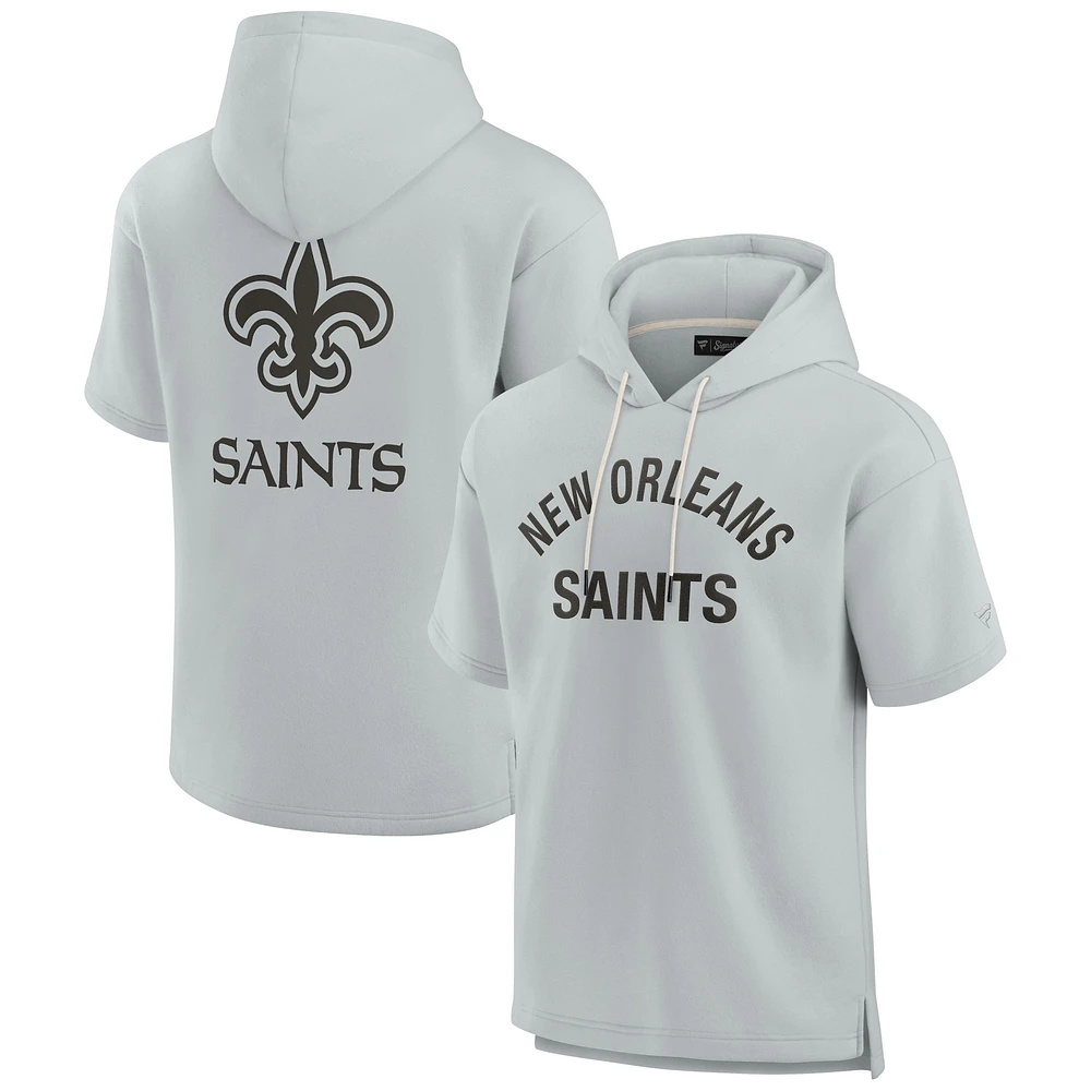 Unisex Fanatics Gray New Orleans Saints Elements Super Soft Fleece Short Sleeve Pullover Hoodie