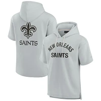 Sweat à capuche unisexe Fanatics gris New Orleans Saints Elements en polaire super douce manches courtes