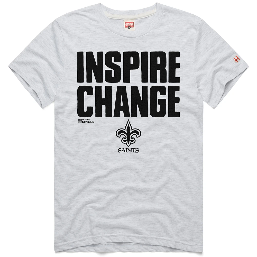 Unisex Homage Ash New Orleans Saints 2024 Inspire Change Tri-Blend T-Shirt