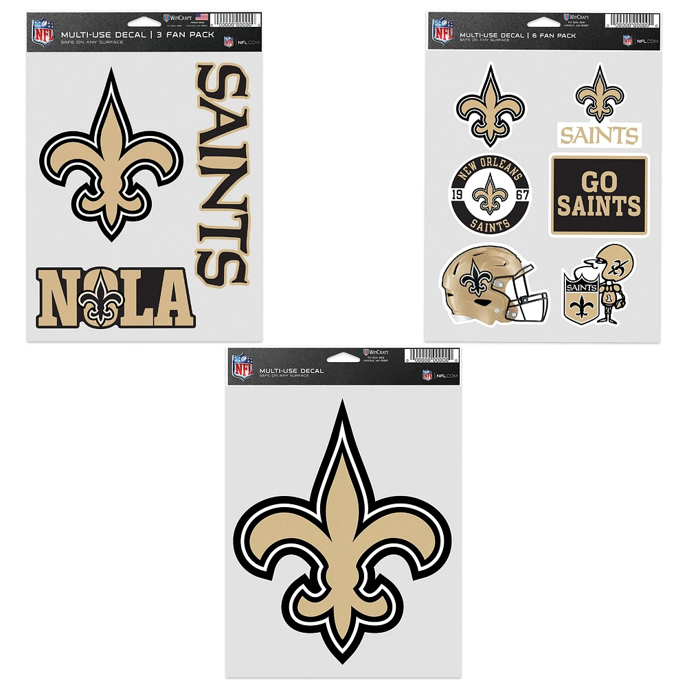 WinCraft New Orleans Saints Three-Pack Fan Decal Set