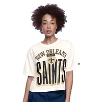 T-shirt court blanc pour femme New Orleans Saints Throwback Play the Ball Boxy