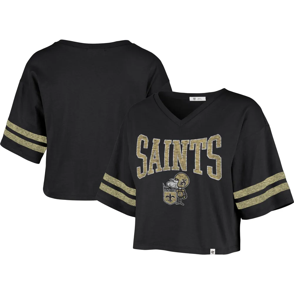 Lids New Orleans Saints '47 Women's Fanfare Sport V-Neck Crop Top - Black