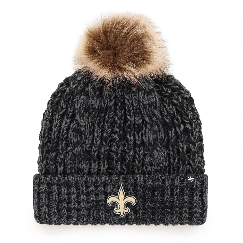 Women's '47 Black New Orleans Saints Meeko Cuffed Knit Hat with Pom