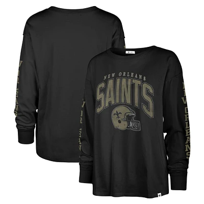 Women's '47 Black New Orleans Saints Tom Cat Lightweight Long Sleeve T-Shirt