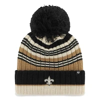 Bonnet en tricot à revers Barista '47 Natural New Orleans Saints pour femmes avec pompon