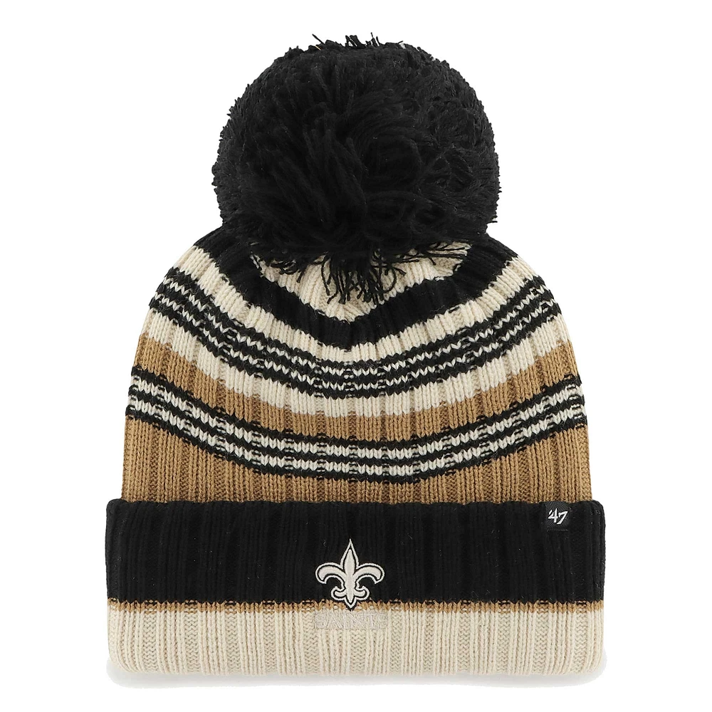 Women's '47 Natural New Orleans Saints Barista Cuffed Knit Hat with Pom