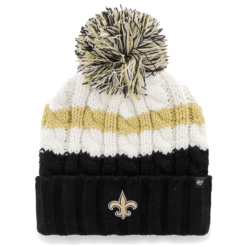 Bonnet en tricot à revers Ashfield '47 blanc des Saints de la Nouvelle-Orléans pour femmes avec pompon