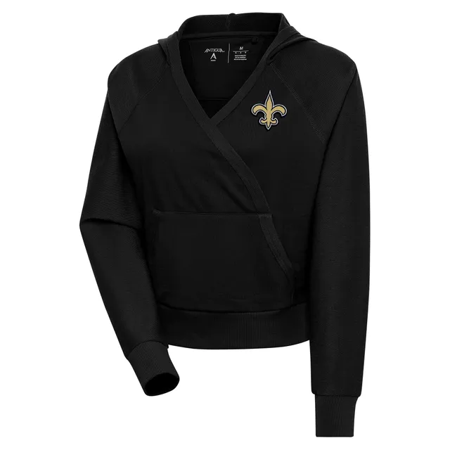 Women's Tommy Hilfiger Black New Orleans Saints Becca Drop Shoulder  Pullover Hoodie