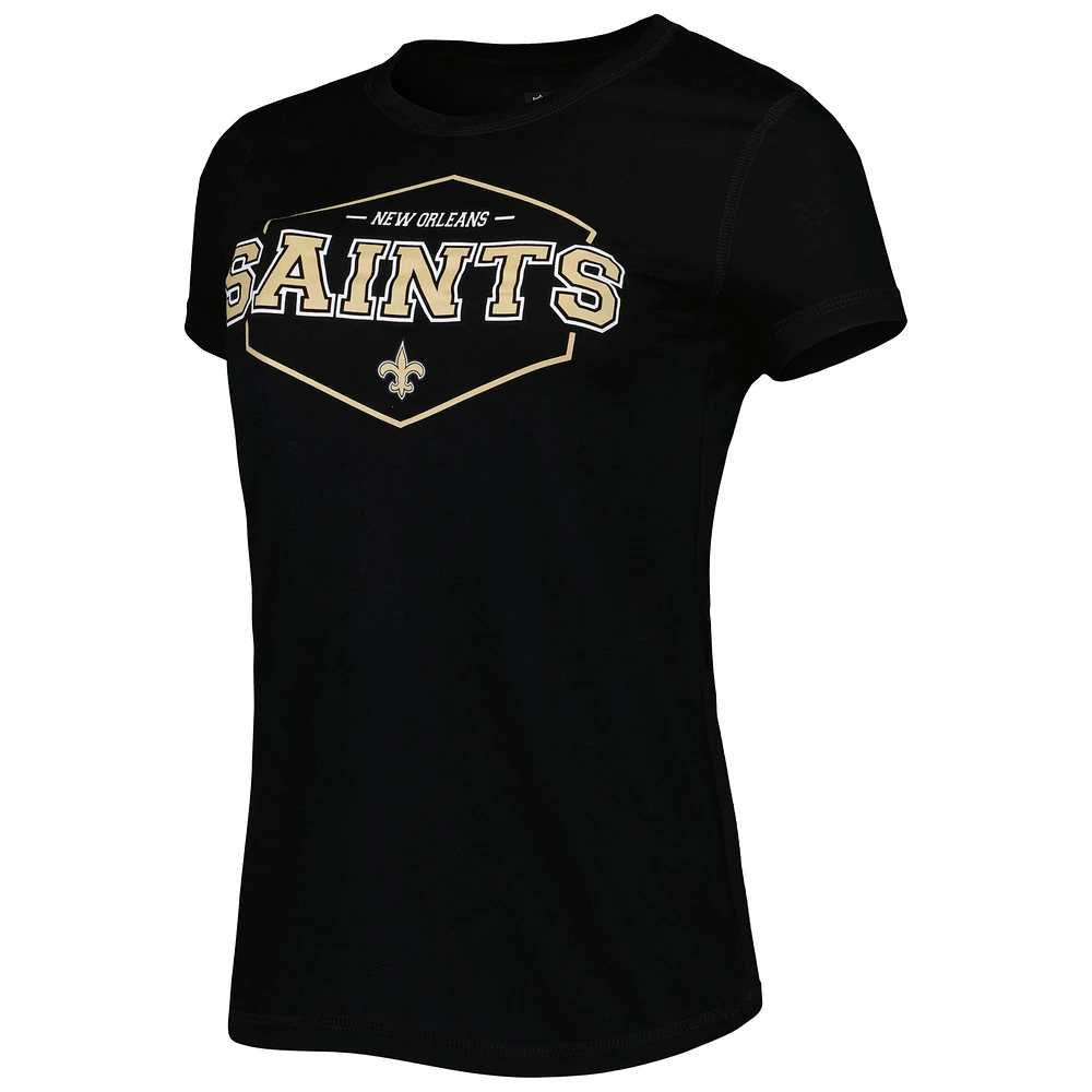 Concepts Sport Ensemble de nuit avec t-shirt et pantalon New Orleans Saints Badge pour femme Noir/doré