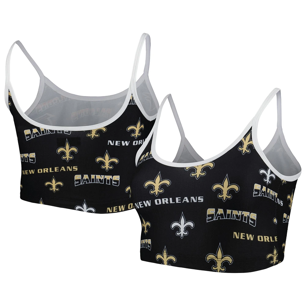 Concepts Sport - Bralette de détente en maille intégrale New Orleans Saints Breakthrough noire pour femmes