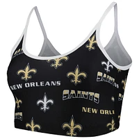 Concepts Sport - Bralette de détente en maille intégrale New Orleans Saints Breakthrough noire pour femmes