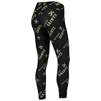 Women's Concepts Sport Black New Orleans Saints Breakthrough Allover Print Lounge Leggings