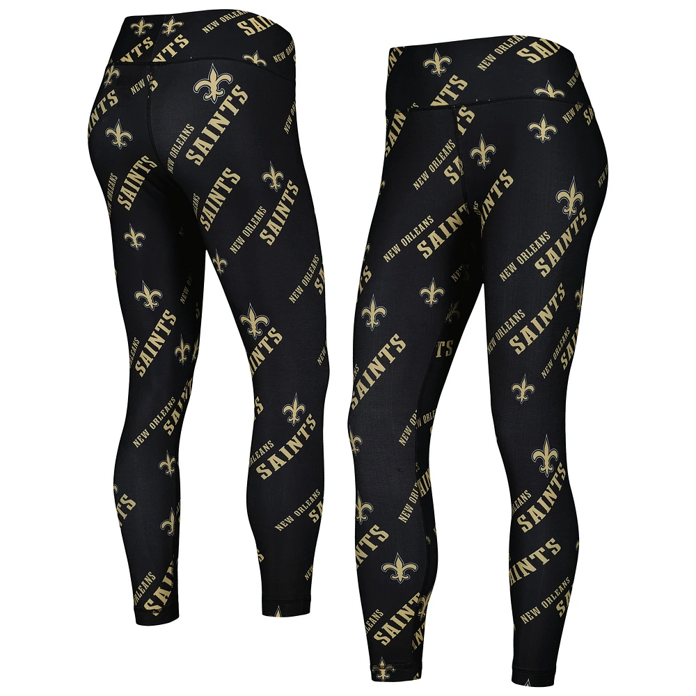 Leggings de détente à imprimé intégral Breakthrough New Orleans Saints noirs Concepts Sport pour femmes