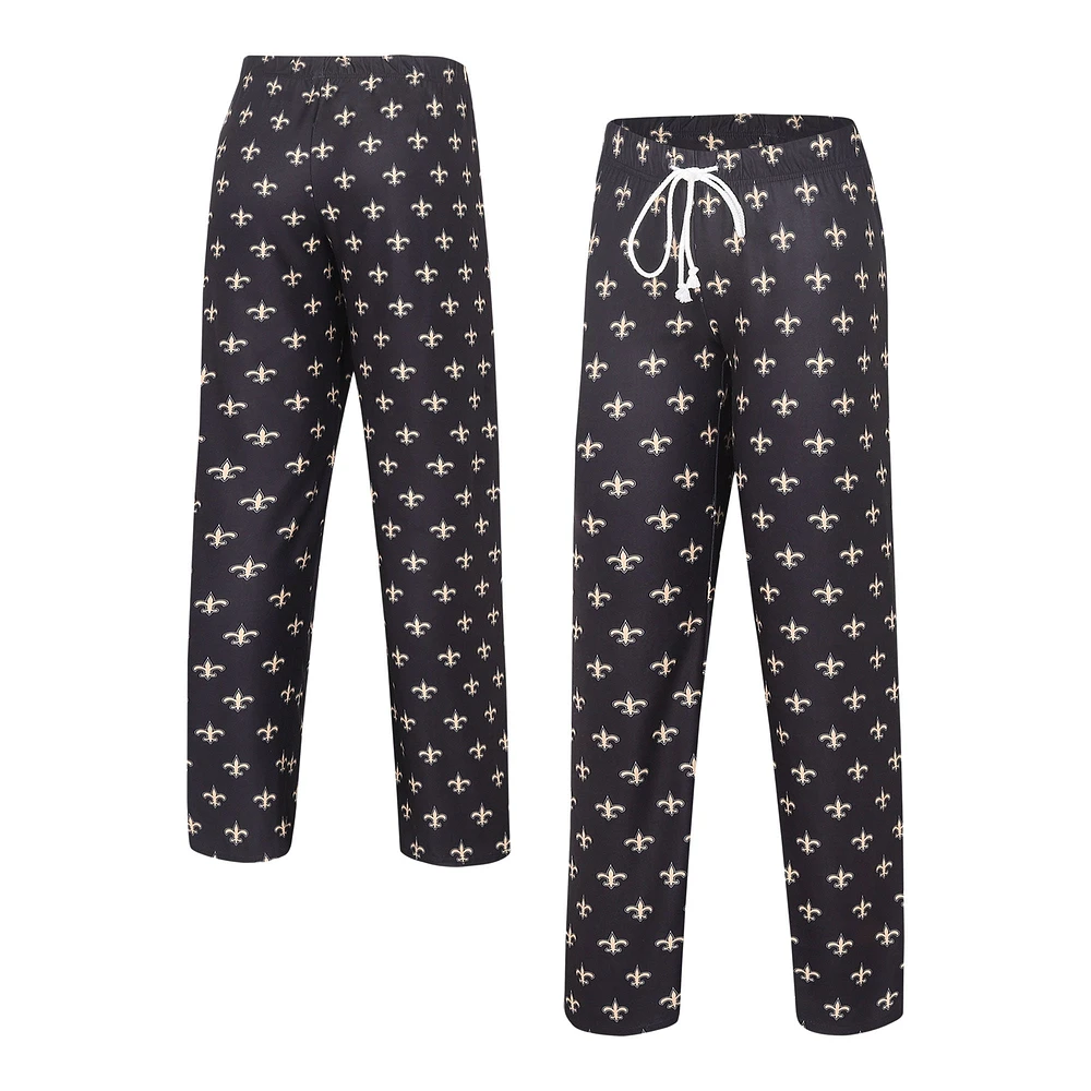 Women's Concepts Sport Black New Orleans Saints Gauge Allover Print Sleep Pants