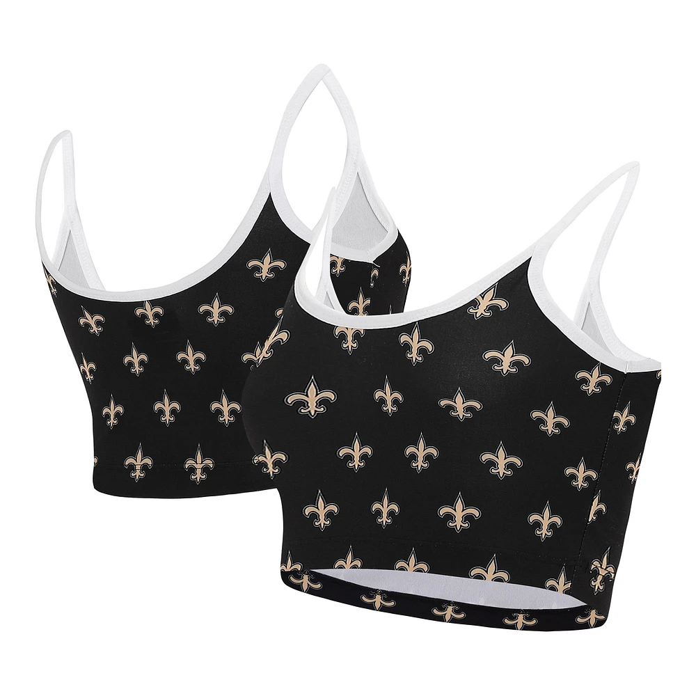 Concepts Sport - Bralette de détente New Orleans Saints Gauge Noir pour femme