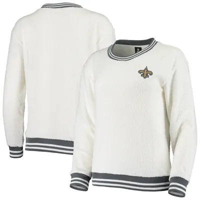 New Orleans Saints Concepts Sport Women's Granite Knit Pullover Sweatshirt - Cream/Charcoal