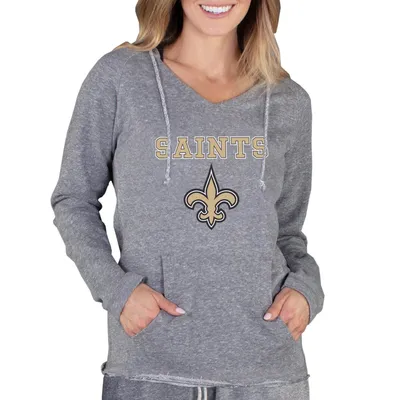 New Orleans Saints Concepts Sport Women's Mainstream Hooded Long Sleeve V-Neck Top - Gray