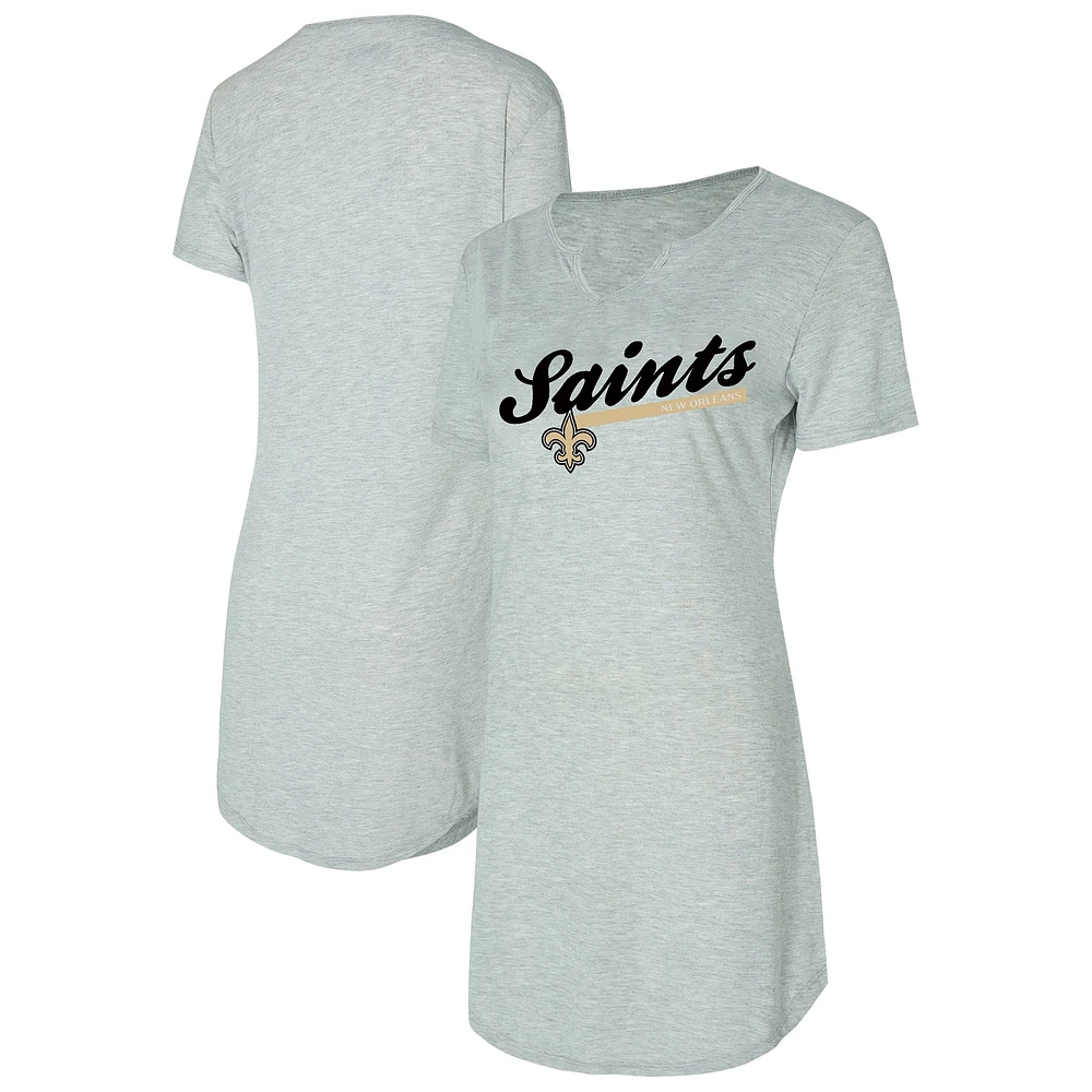 Chemise de nuit en tricot gris pour femme Concepts Sport New Orleans Saints Petition