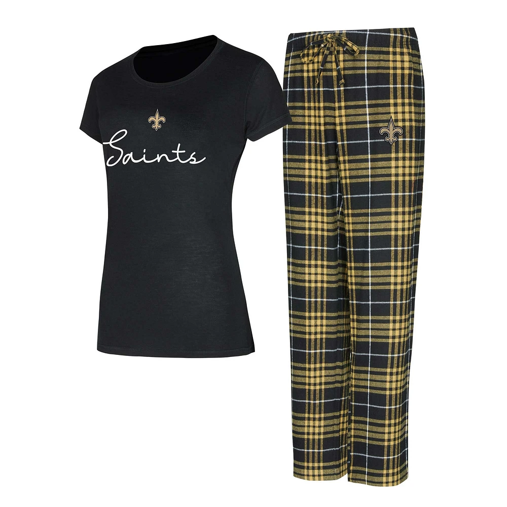 Ensemble de nuit pour femme Concepts Sport New Orleans Saints Vector T-shirt et pantalon en flanelle