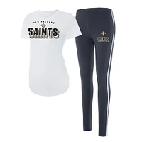 Women's Concepts Sport White/Charcoal New Orleans Saints Sonata Short Sleeve Top & Leggings Set