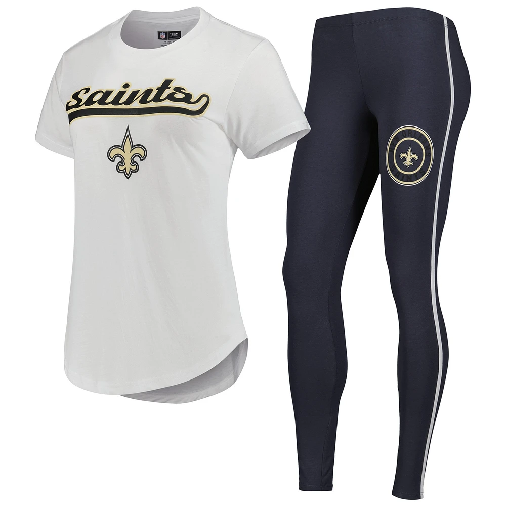 Ensemble de nuit Concepts Sport pour femme avec t-shirt et legging New Orleans Saints Sonata blanc/anthracite