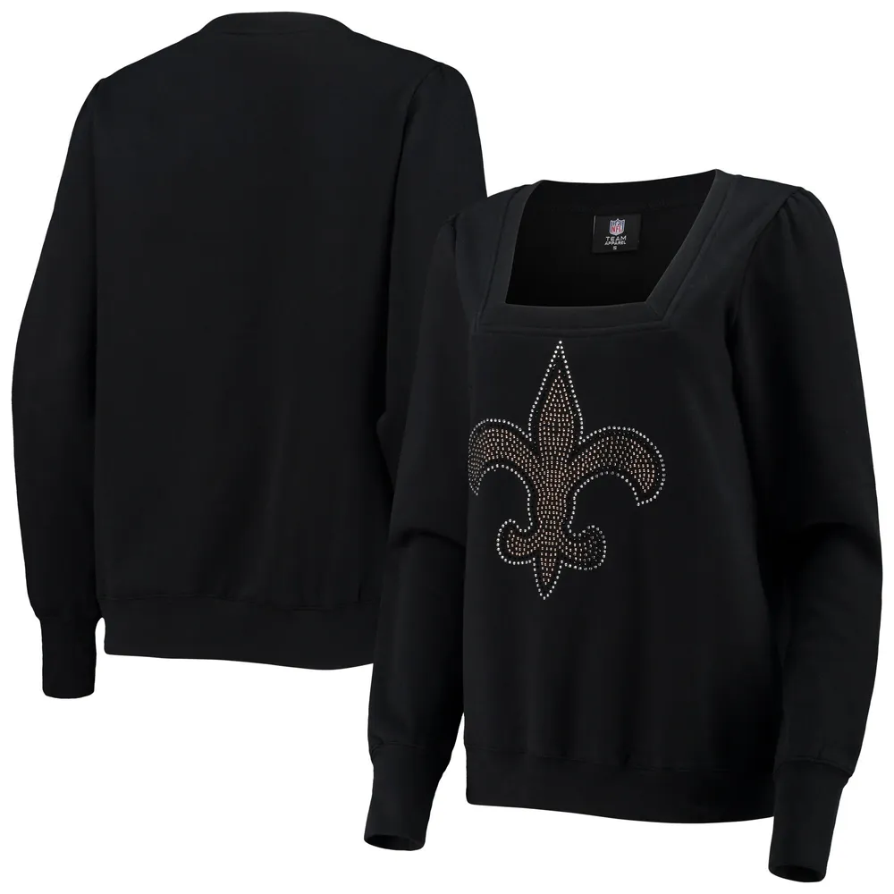 Cuce Sweat-shirt à encolure carrée pour femme New Orleans Saints Winners noir