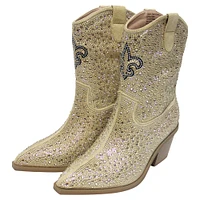 Women's Cuce  Gold New Orleans Saints Crystal Ankle Boots