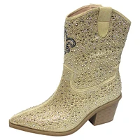 Women's Cuce  Gold New Orleans Saints Crystal Ankle Boots