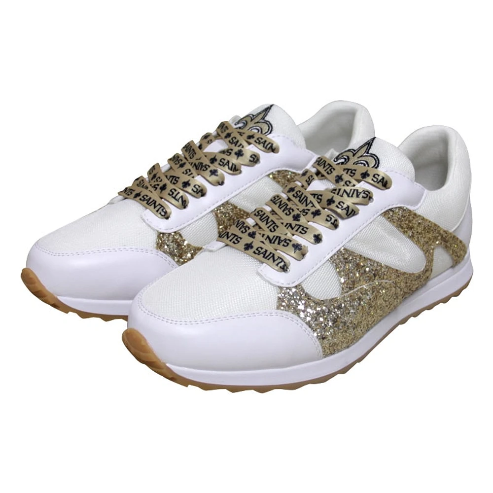 Cuce Baskets à paillettes New Orleans Saints blanches pour femmes