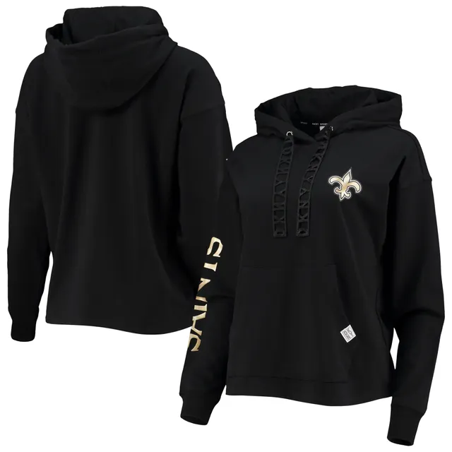 New Orleans Saints Women's Hooded Crop Sweatshirt - Black/White/Grey