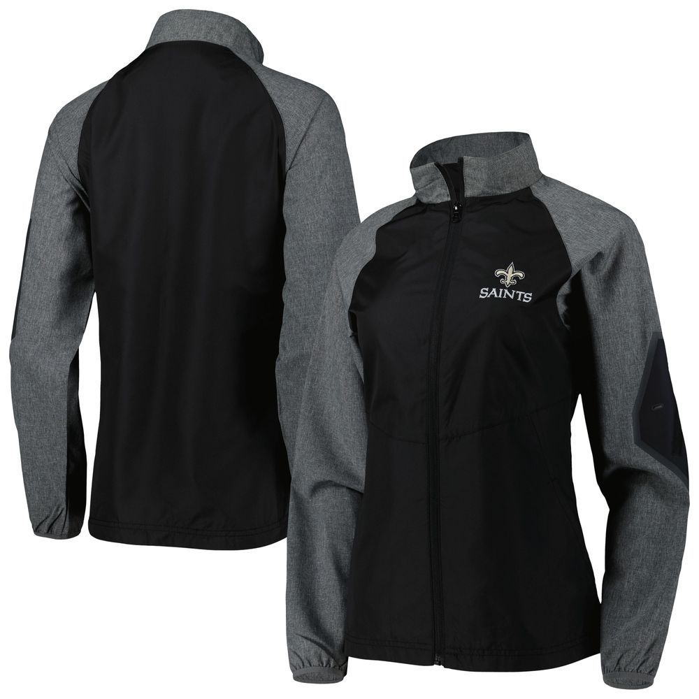 Women's Dunbrooke Black/Gray New Orleans Saints Hurricane Raglan Full-Zip Windbreaker