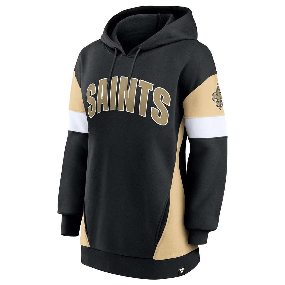 Women's Fanatics Black/Gold New Orleans Saints Lock It Down Pullover Hoodie