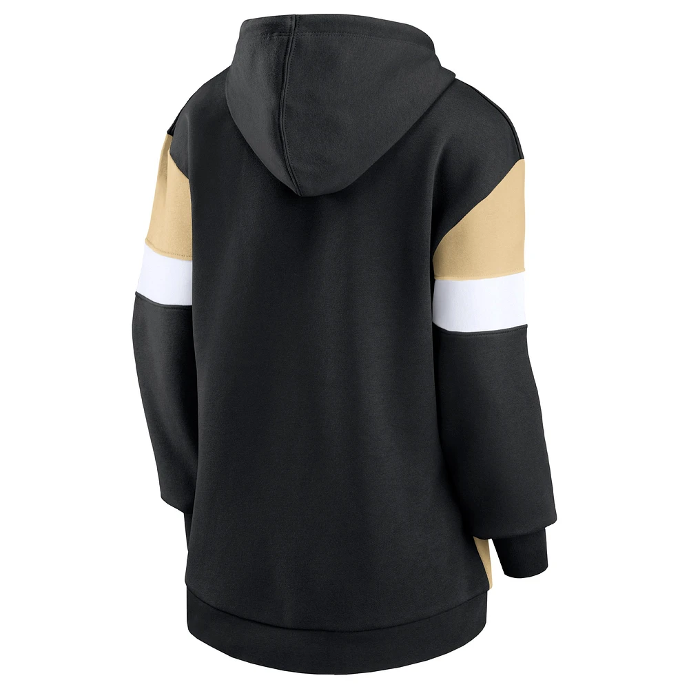 Women's Fanatics Black/Gold New Orleans Saints Lock It Down Pullover Hoodie