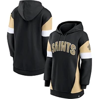 Women's Fanatics Black/Gold New Orleans Saints Lock It Down Pullover Hoodie