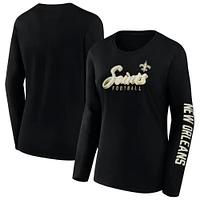 Women's Fanatics Black New Orleans Saints Cheerleader Long Sleeve T-Shirt