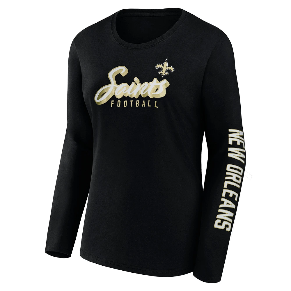 Women's Fanatics Black New Orleans Saints Cheerleader Long Sleeve T-Shirt