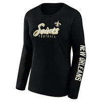 Women's Fanatics Black New Orleans Saints Cheerleader Long Sleeve T-Shirt