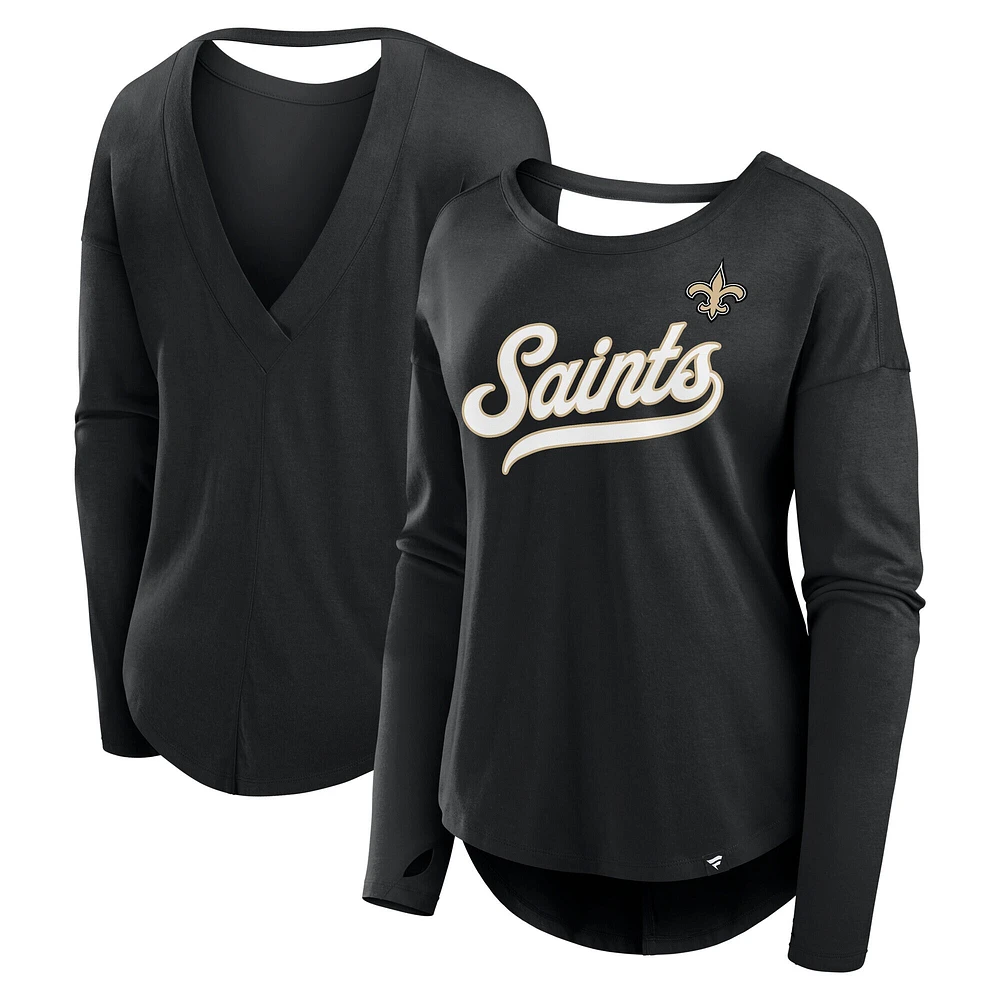 T-shirt à manches longues pour femme Fanatics Black New Orleans Saints Core