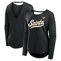T-shirt à manches longues pour femme Fanatics Black New Orleans Saints Core