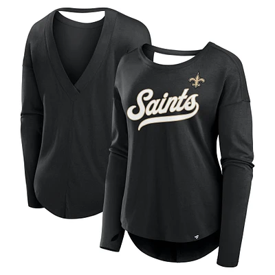 T-shirt à manches longues pour femme Fanatics Black New Orleans Saints Core