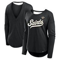 T-shirt à manches longues pour femme Fanatics Black New Orleans Saints Core